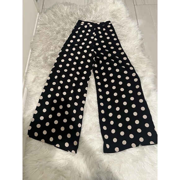 DO+BE Women’s Wide Leg Size Small Ankle Length Polka Dot White And Black - Picture 3 of 10